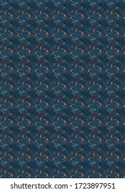 Herbal pattern with blue background