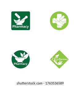 Herbal pharmacy icon and symbol template