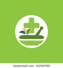 Icono de farmacia herbal y plantilla de símbolos