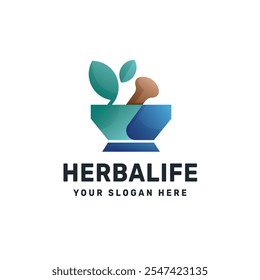 Ilustración de logotipo de farmacia de hierbas. Medicina alternativa, diseño de Vectores de medicina herbaria.