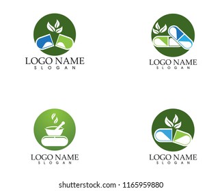Herbal pharmacy logo vector template