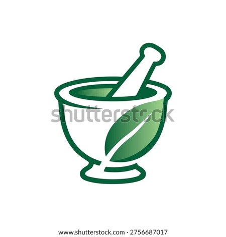Herbal Pharmacy Mortar Leaf Logo
