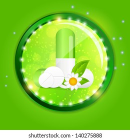 Herbal pill  Environment background vector illustration