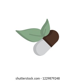 herbal pill flat icon vector. flat style design