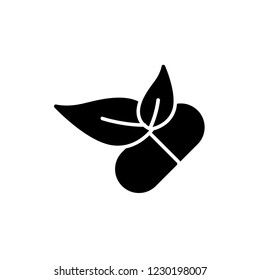 herbal pill icon vector. glyph style design