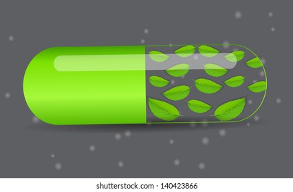 Herbal pill icon.Environment background vector illustration