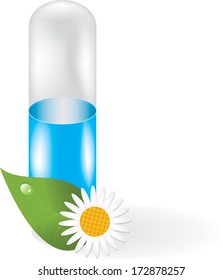 Herbal pill on white background. Vector illustration