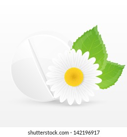 Herbal pill. Vector illustration.