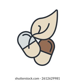 herbal pils icons isolated on White Background. Flat style design