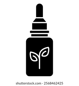 herbal pipette bottle icon, simple flat style, logo sign symbol vector illustration pictogram, isolated on white for mobile app