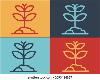 Plantilla de logotipo de planta vegetal, icono plano simple de hierbas, plantas, natural