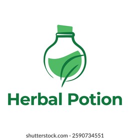 herbal potion medicine flat minimalist logo design