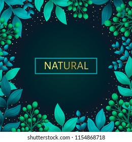 Herbal pre-made frame composition. Natural products concept. Summer wild herbs with space for your text. Healing Herbs for cards, package, label design. Vector