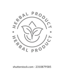 Herbal product line vector label. Supplements, food or cosmetics with herbs badge.