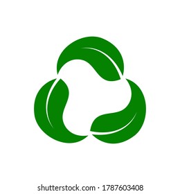 Herbal recycle icon isolated on white. Stencil eco symbols. Vector stock illustration. EPS 10