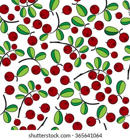 Herbal seamless  pattern with cowberry