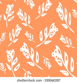 Herbal seamless pattern. Hand drawn coffee branch background.