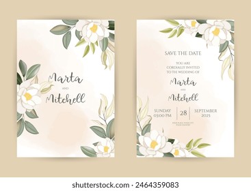 Herbal selection vector frames. Hand painted branches, leaves on white background. Greenery wedding simple minimalist invitations. Watercolor style cards.