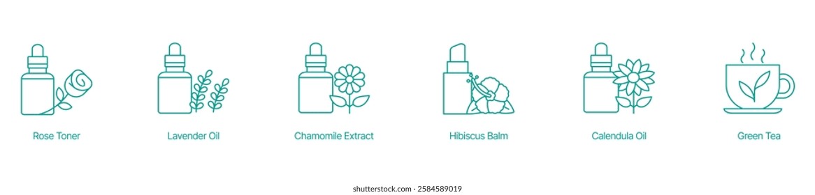 Herbal Skincare and Beauty Product Vector Icons