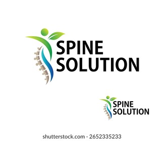 Herbal spine logo creative solution medical clinic nature leave massage