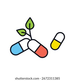 Icono de suplementos de hierbas con fondo blanco Vector Ilustración de stock