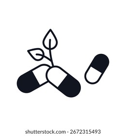 Icono de suplementos de hierbas con fondo blanco Vector Ilustración de stock