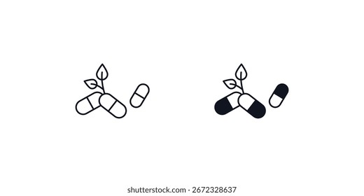 Icono de suplementos de hierbas con fondo blanco Vector Ilustración de stock