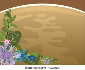 Herbal tea background with mint and flowers