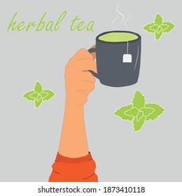Herbal tea, cafe, leaf,cup,Tea, Green, yellow,