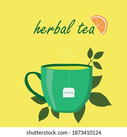 Kräutertee, Café, Blatt, Tasse, Tee, Grün, Gelb,