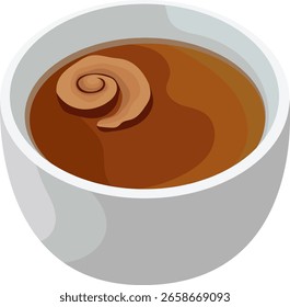 Herbal Tea with Cinnamon Slice Illustration Isolated on White Background