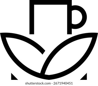 Icono de taza de té de hierbas Diseño de arte de línea simple