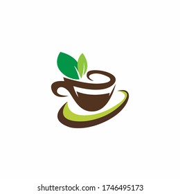 Herbal tea drink vector logo template. This design use leaf symbol. Suitable for healthy.