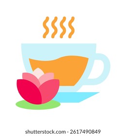 Herbal Tea flat color, mini illustration icon, related to relaxation, spa, wellness and more. Vector EPS 10 for modern concept, print, UI, UX kit, web and app development