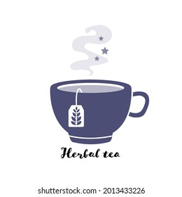 Herbal tea for good night's sleep. Vector illustration