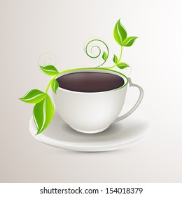 Herbal tea with green leafs.