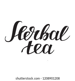 Herbal tea. Hand drawn typography poster. Calligraphic design for poster, flyer, logo or blog. Tea design template. 