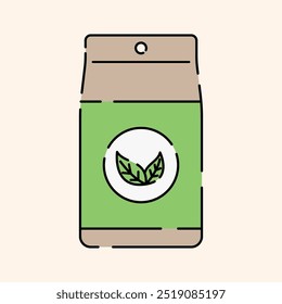 Herbal Tea Icon Illustration Flat Design Style