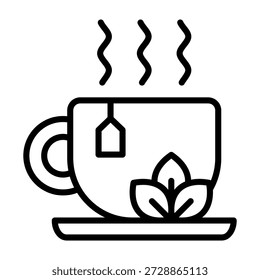 Ilustración vectorial de estilo de línea de icono de té de hierbas