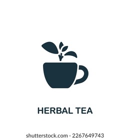 Icono de té de hierbas. Cartel monocromo sencillo de la farmacia. Icono de té herbal para logotipo, plantillas, diseño web e infografías.