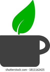 Icono de té de hierbas en un fondo blanco. Símbolo de té herbal aislado de estilo plano.