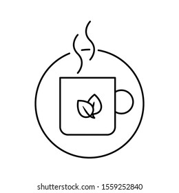 Herbal tea icon. Outline thin line flat illustration. Isolated on white background. 