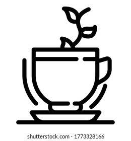 Icono de té de hierbas. Icono de vector de té herbal de esquema para diseño web aislado en fondo blanco