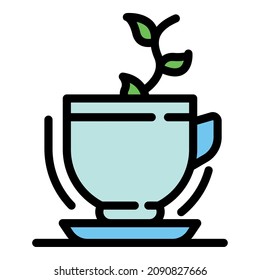 Herbal tea icon. Outline herbal tea vector icon color flat isolated