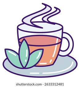 Herbal Tea icon represented by Herbal Tea Lineal Color style.