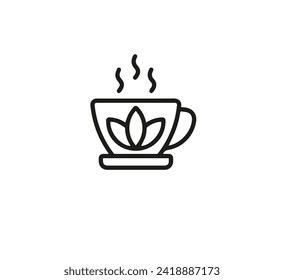 Vector de icono del té de hierbas. Signo de estilo lineal para concepto móvil y diseño web. Ilustración del símbolo del té de hierbas. Gráficos vectoriales de píxeles - Vector.	