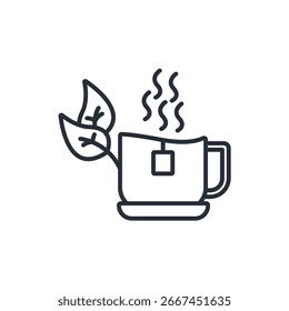 herbal tea icon. vector.Editable stroke.linear style sign for use web design,logo.Symbol illustration.