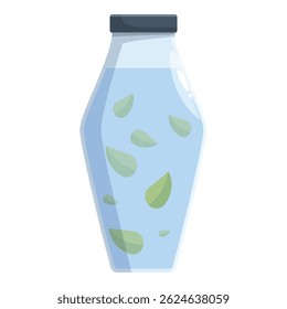 Herbal tea leaves infusing in a glass jar with blue liquid, creating a natural remedy for health and wellness