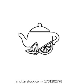 Herbal tea with lemon. Teapot icon. Flat icon design.