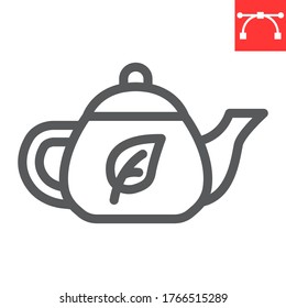 Herbal tea line icon, drink and keto diet, teapot sign vector graphics, editable stroke linear icon, eps 10